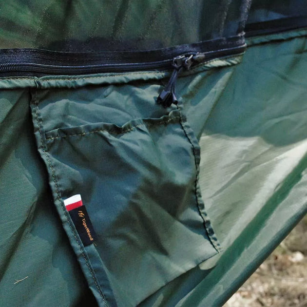 Hamakas su tinkleliu nuo uodų TigerWood Dragonfly V2 Long Ultralight, žalias