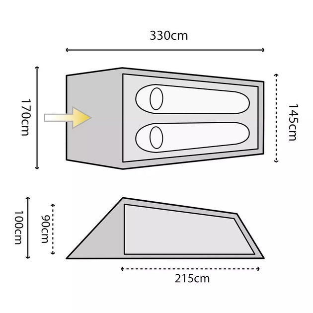 Dvivietė palapinė Highlander Blackthorn 2, Hunter Green